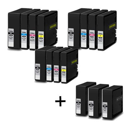 Product image for 999inks Compatible Multipack Canon PGI-2500XLBK/Y 3 Full Sets + 3 FREE Black Inkjet Printer Cartridges - Small