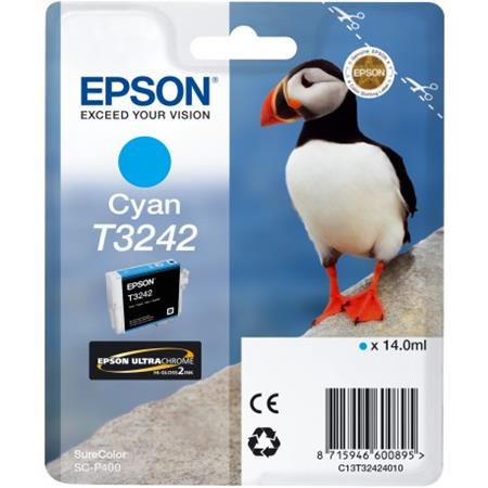 Product image for Epson T3242 (T324240) Cyan Original Ink Cartridge (Puffin) - Small