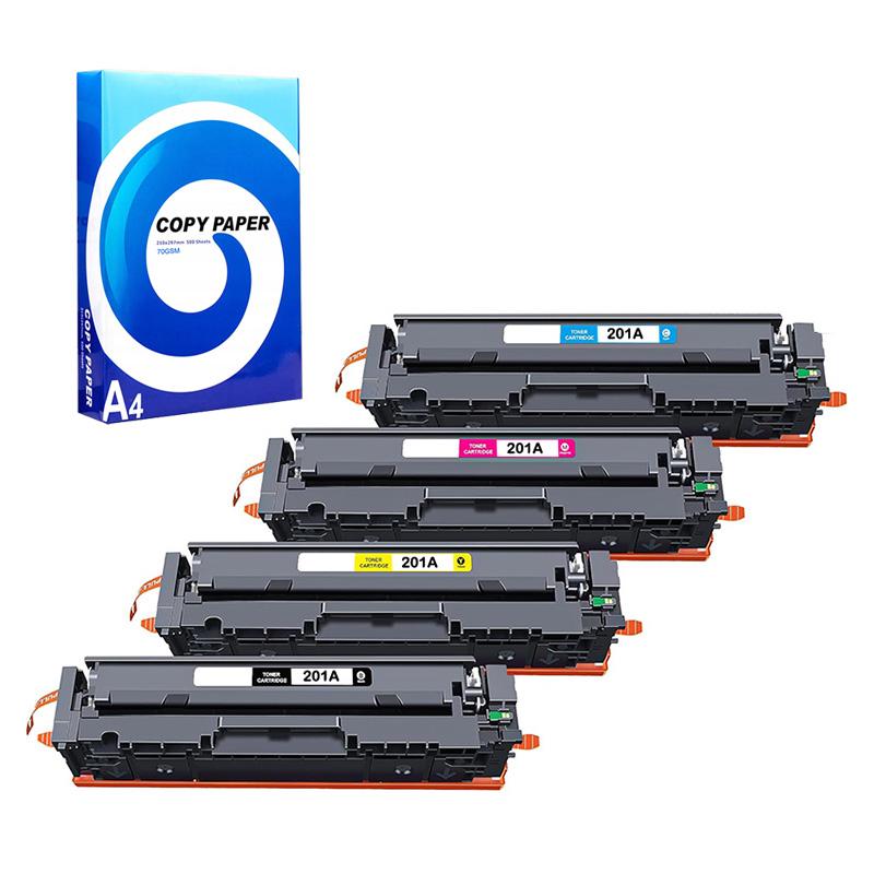 Product image for 999inks Compatible Multipack HP 201A 1 Full Set Standard Capacity Laser Toner Cartridges + Free A4 Ream Paper - Small