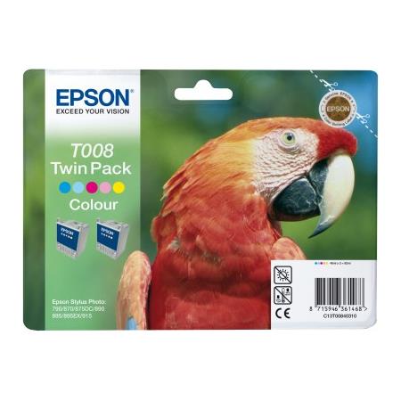 Product image for Epson T008 Colour Original Ink Cartridge Twin Pack (Parrot) (T008401) - Small