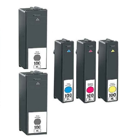 Product image for 999inks Compatible Multipack Lexmark 100XL 1 Full Set + 1 Extra Black High Capacity Inkjet Printer Cartridges - Small