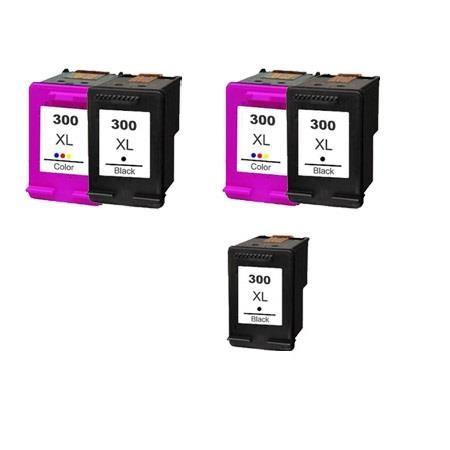 Product image for 999inks Compatible Multipack HP 300XL 2 Full Sets + 1 Extra Black Inkjet Printer Cartridges - Small