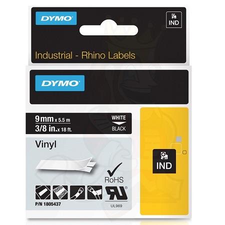 Product image for Dymo 1805437 Original Label Tape (9mmx5.5m) White On Black - Small