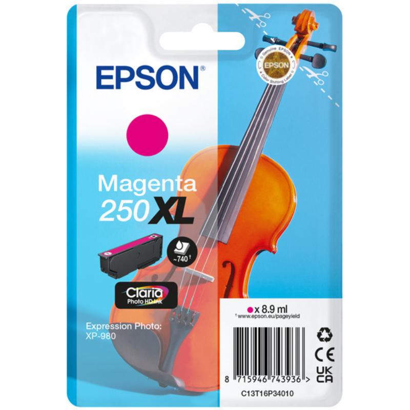 Product image for Epson 250XL (T16P34010) Magenta Original High Capacity Ink Cartridge (Violin) - Small