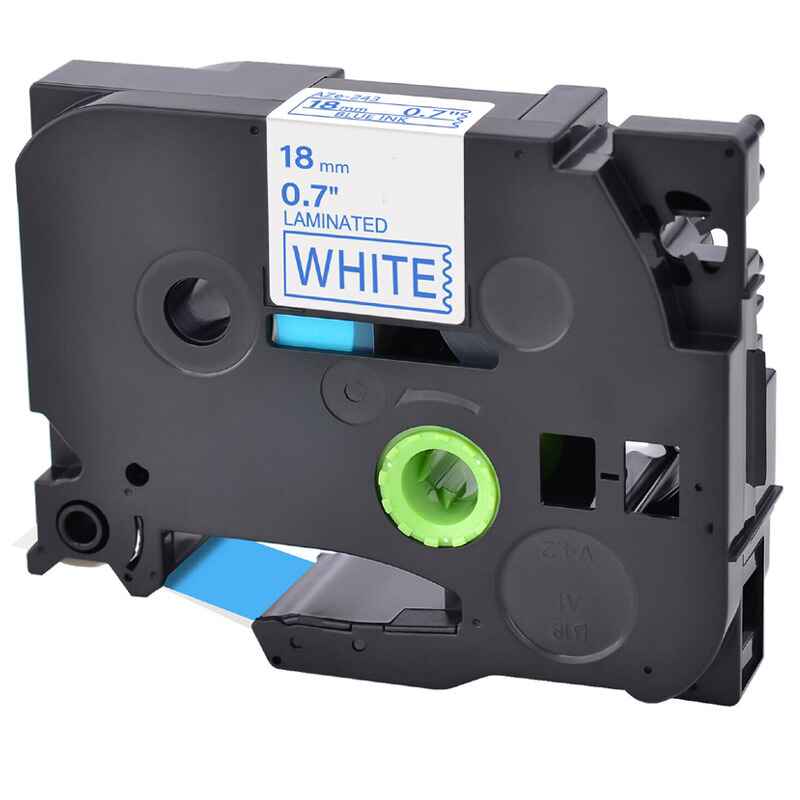Product image for 999inks Compatible Brother TZe-243 P-Touch Label Tape (18mm x 8m) Blue On White - Small