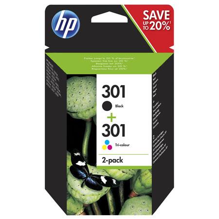 Product image for HP 301 Black & Tri-Colour Original Ink Cartridge Multipack (N9J72AE) - Small