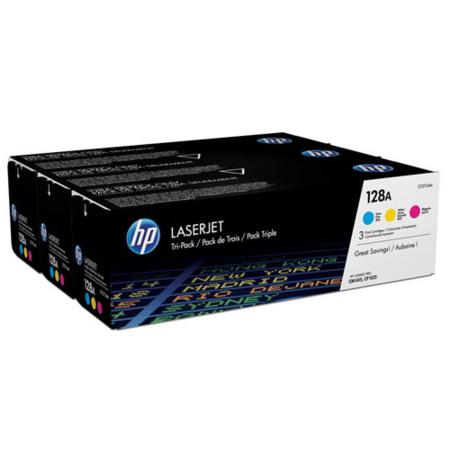 Product image for HP 128A Cyan/Magenta/Yellow Original Toner Cartridges - Tri-Pack (CF371AM) - Small