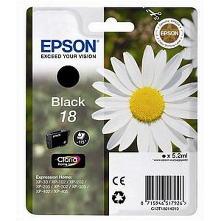 Product image for Epson 18 (T18014010) Black Original Claria Home Standard Capacity Ink Cartridge (Daisy) - Small