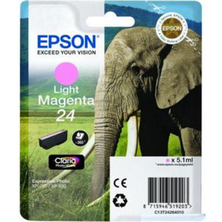 Product image for Epson 24 (T242640) Light Magenta Original Claria Photo HD Standard Capacity Ink Cartridge (Elephant) - Small