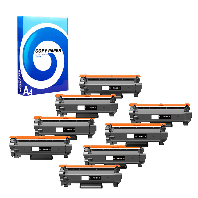 Product image for 999inks Compatible Eight Pack Brother TN2420 Black High Capacity Laser Toner Cartridges + Free A4 Ream Paper - Small
