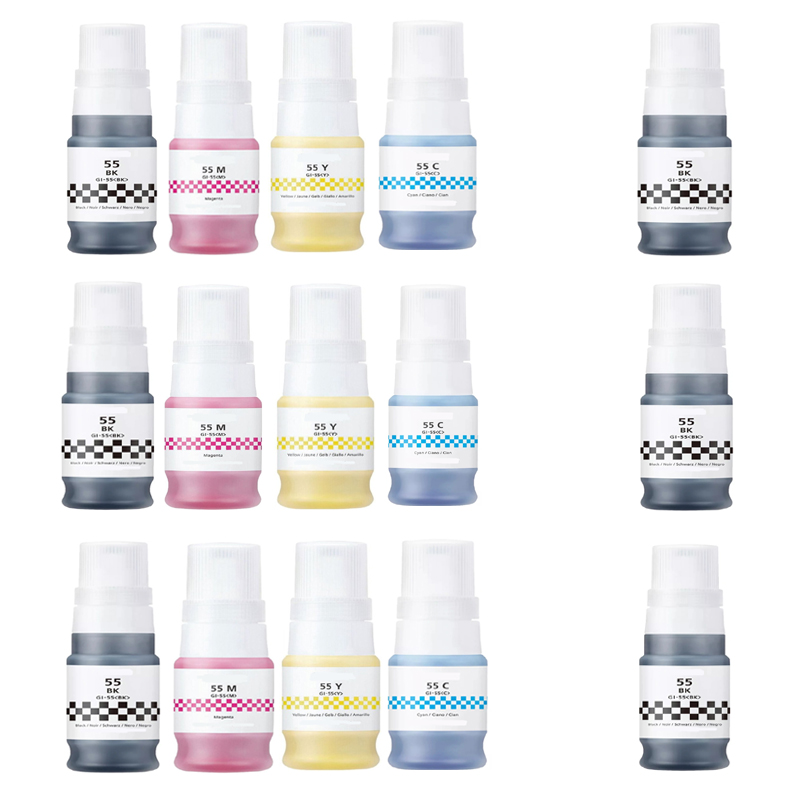 Product image for 999inks Compatible Multipack Canon GI-55BK/Y 3 Full Sets + 3 FREE Black Inkjet Printer Cartridges - Small