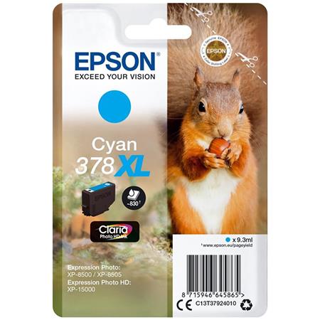 Product image for Epson 378XL Cyan Original Claria Photo HD High Capacity Ink Cartridge (Squirrel) - Small