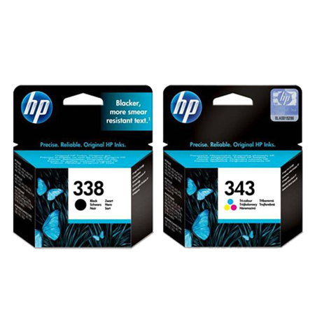 Product image for HP 338/343 (SD449EE) Full Set Original Standard Capacity Inkjet Printer Cartridges - Small
