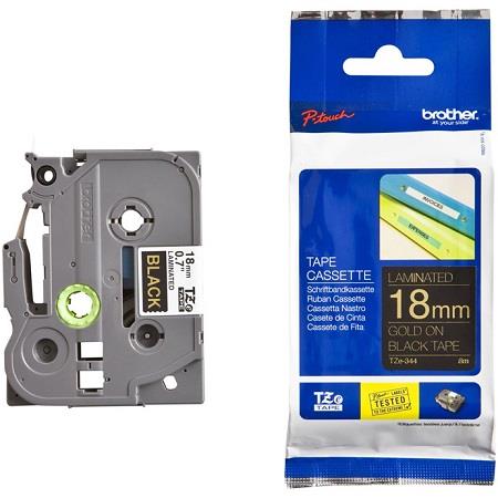 Product image for Brother TZe-344 Original P-Touch Label Tape (18mm x 8m) Gold On Black - Small