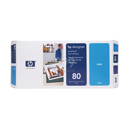 Product image for HP 80 Cyan Original Printhead and Printhead Cleaner Bundle (C4821A) - Small