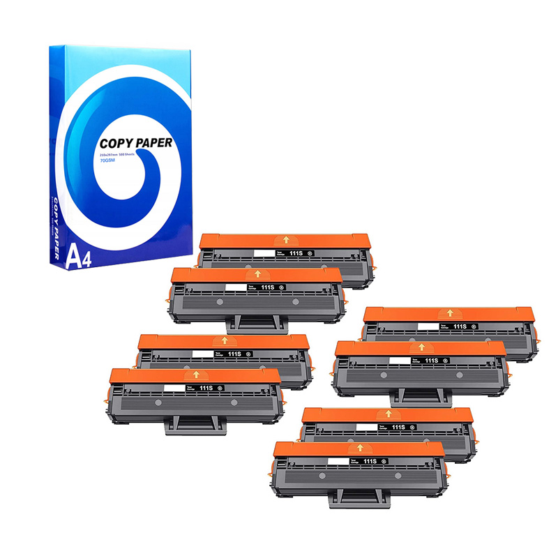 Product image for 999inks Compatible Eight Pack Samsung MLT-D111S Black Laser Toner Cartridges + Free A4 Ream Paper - Small