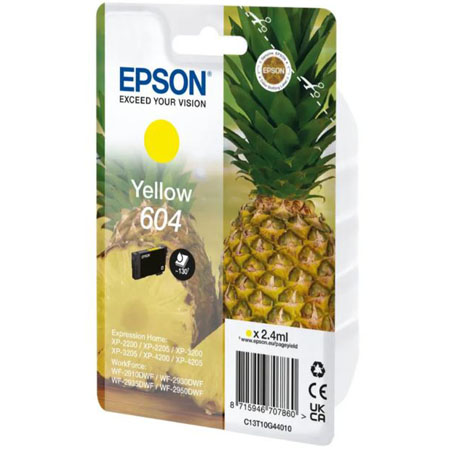 Product image for Epson 604 (T10G44010) Yellow Original Standard Capacity Ink Cartridge (Pineapple) - Gallery01