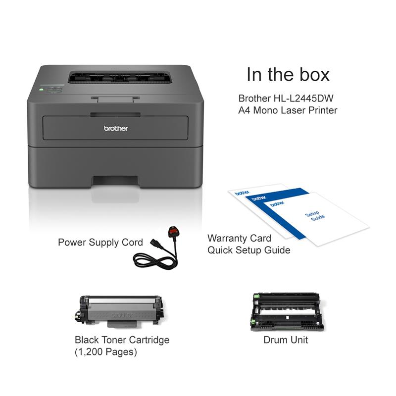 Product image for Brother HL-L2445DW A4 Mono Laser Printer - Gallery01