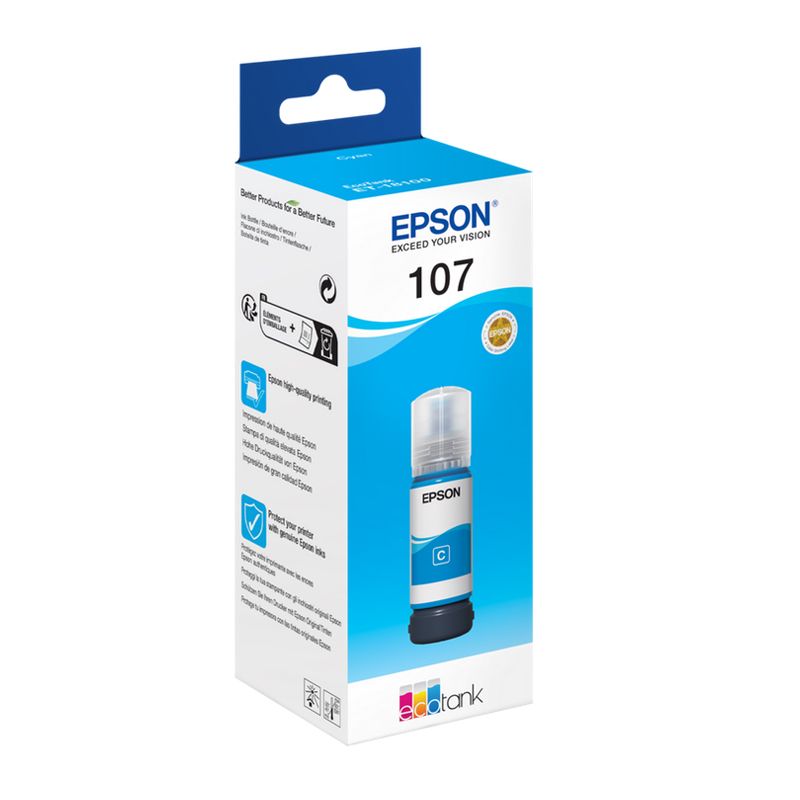 Product image for Epson 107 (C13T09B240) Cyan Original Ink Bottle - Gallery01