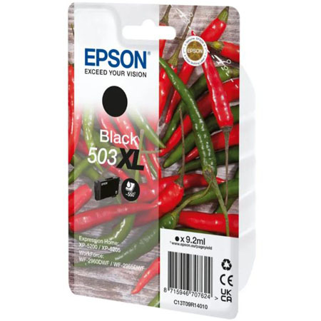 Product image for Epson 503XL (T09R14010) Black Original High Capacity Ink Cartridge (Chillies) - Gallery01