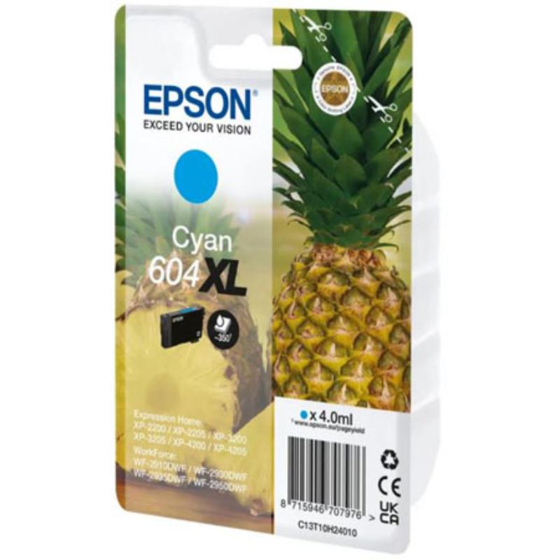 Product image for Epson 604XL (T10H24010) Cyan Original High Capacity Ink Cartridge (Pineapple) - Gallery01