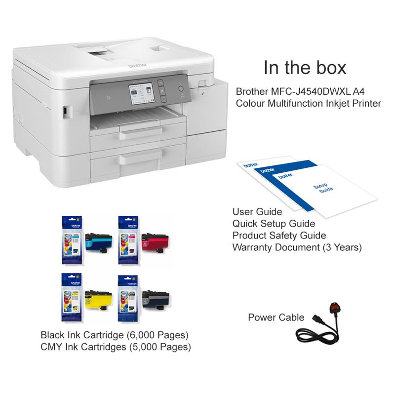 Product image for Brother MFC-J4540DWXL A4 Colour Multifunction Inkjet Printer - Gallery01