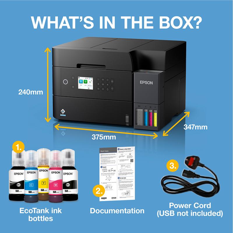 Product image for Epson EcoTank ET-3950 A4 Colour Multifunction Inkjet Printer - Gallery01
