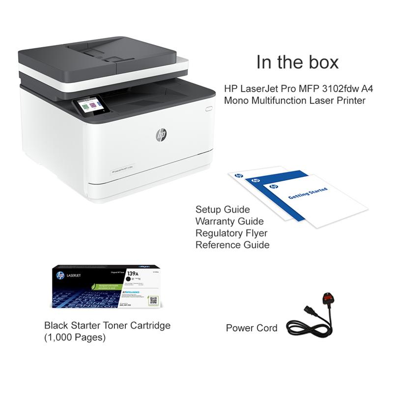 Product image for HP LaserJet Pro MFP 3102fdw A4 Mono Multifunction Laser Printer - Gallery02
