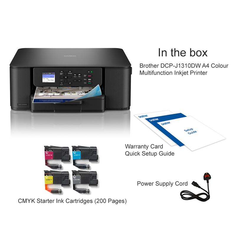 Product image for Brother DCP-J1310DW A4 Colour Multifunction Inkjet Printer - Gallery02