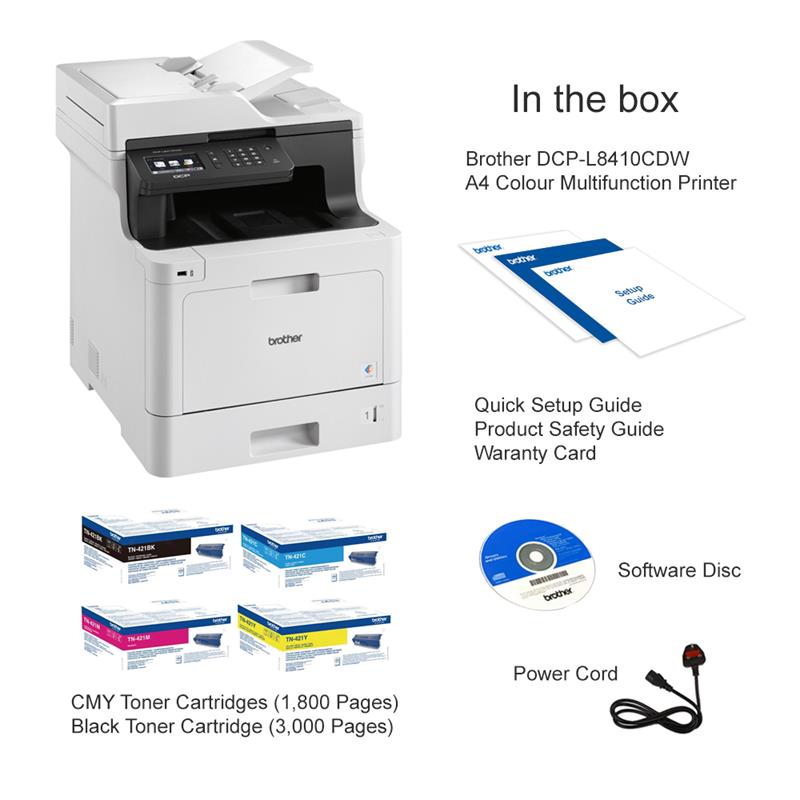 Product image for Brother DCP-L8410CDW A4 Colour Multifunction Laser Printer - Gallery02
