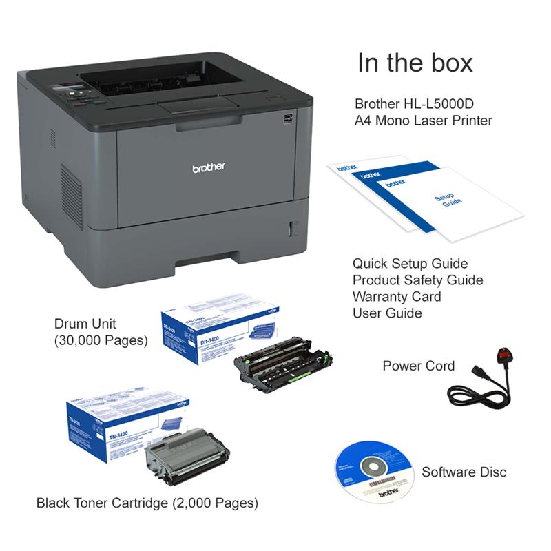 Product image for Brother HL-L5000D A4 Mono Laser Printer - Gallery02