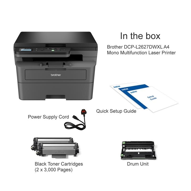 Product image for Brother DCP-L2627DWXL A4 Mono Multifunction Laser Printer - Gallery02