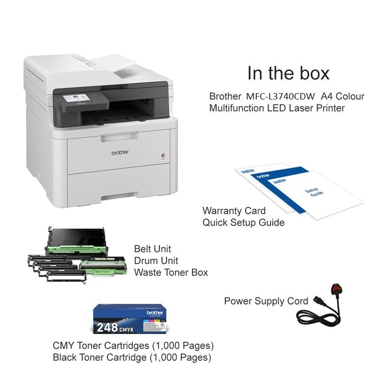 Product image for Brother MFC-L3740CDW A4 Colour Multifunction LED Laser Printer - Gallery02