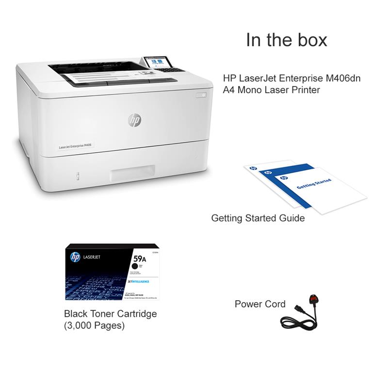 Product image for HP LaserJet Enterprise M406dn A4 Mono Laser Printer - Gallery02