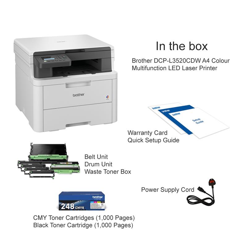 Product image for Brother DCP-L3520CDW A4 Colour Multifunction LED Laser Printer - Gallery02