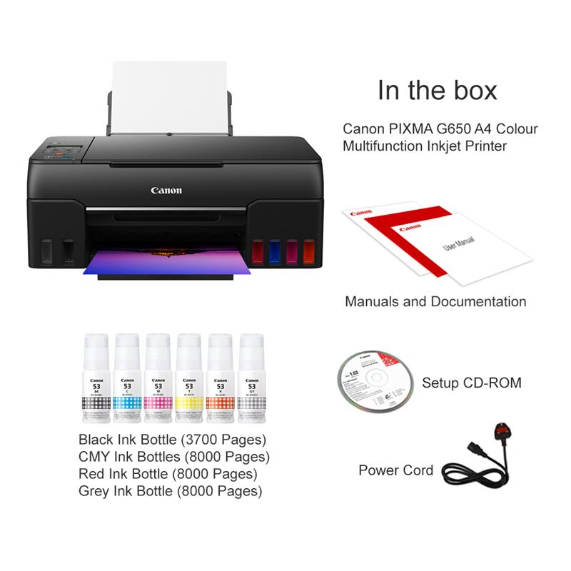 Canon PIXMA G650 MegaTank A4 Colour Inkjet Printer