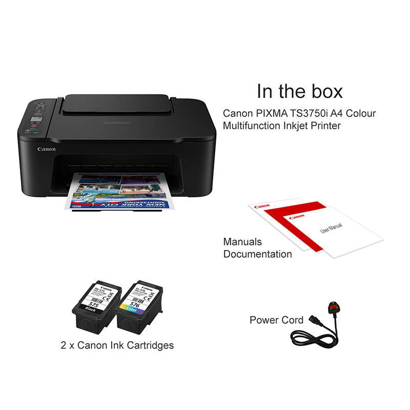 Product image for Canon PIXMA TS3750i A4 Colour Multifunction Inkjet Printer - Gallery02