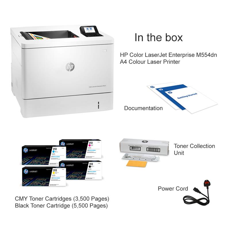 Product image for HP Color LaserJet Enterprise M554dn A4 Colour Laser Printer - Gallery02