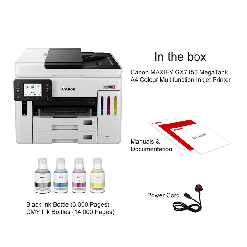 Product image for Canon MAXIFY GX7150 MegaTank A4 Colour Multifunction Inkjet Printer - Gallery03