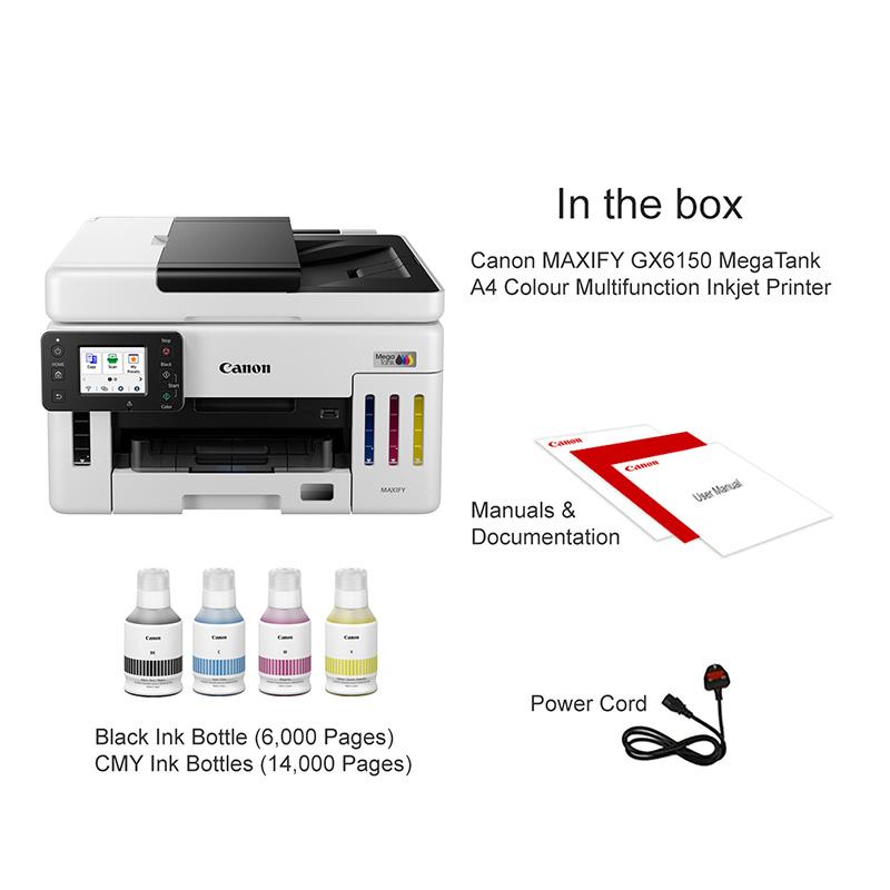 Product image for Canon MAXIFY GX6150 MegaTank A4 Colour Multifunction Inkjet Printer - Gallery03