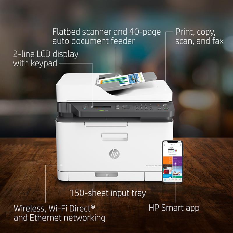 Product image for HP Color Laser MFP 179fnw A4 Colour Multifunction Laser Printer - Gallery03