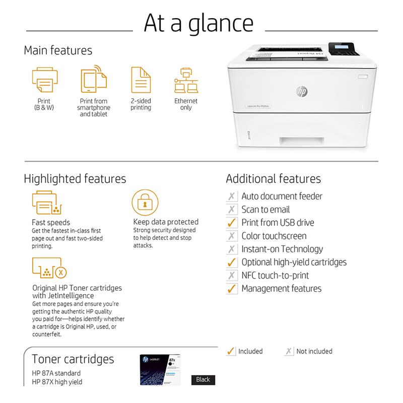 Product image for HP LaserJet Pro M501dn A4 Mono Laser Printer - Gallery04