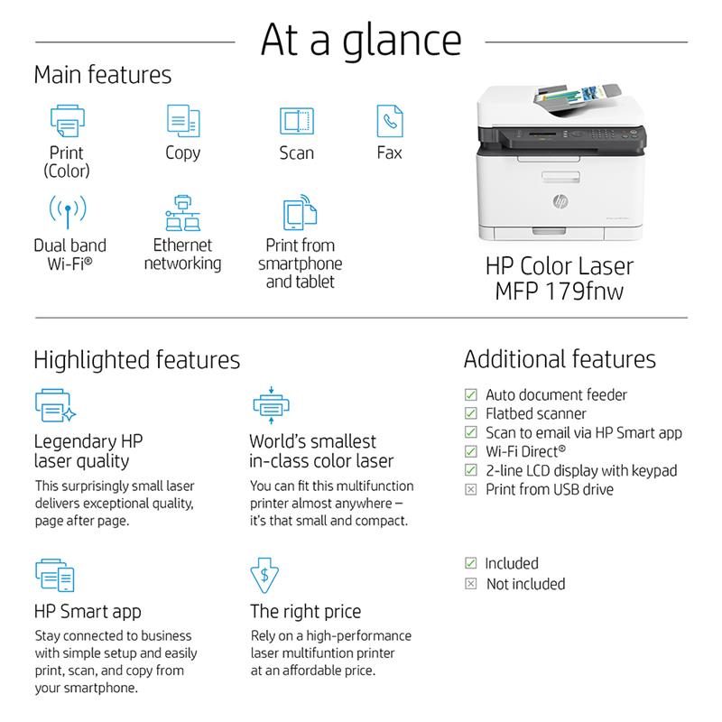 Product image for HP Color Laser MFP 179fnw A4 Colour Multifunction Laser Printer - Gallery04