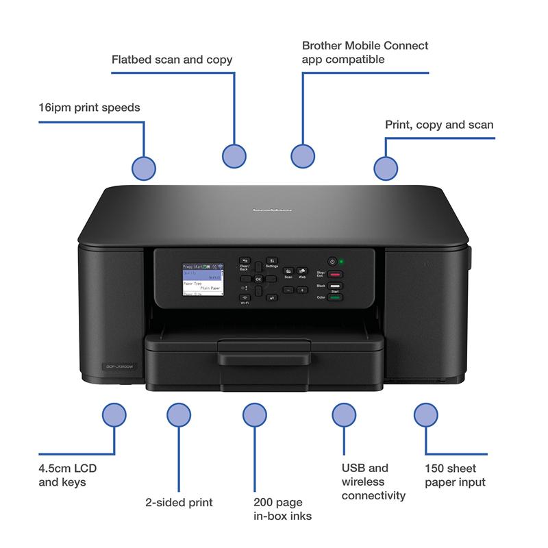 Product image for Brother DCP-J1310DW A4 Colour Multifunction Inkjet Printer - Gallery05