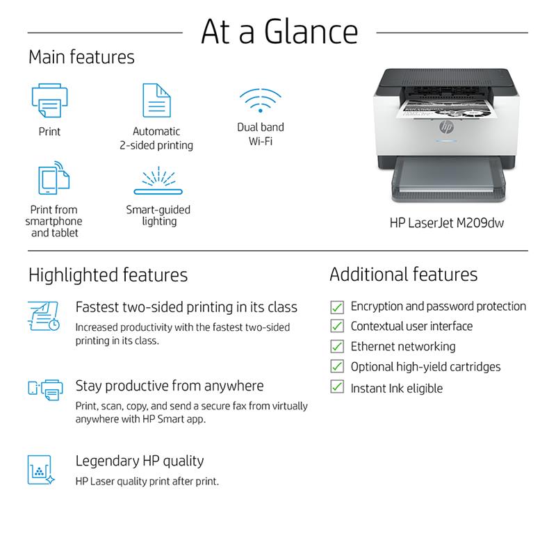 Product image for HP LaserJet M209dw A4 Mono Laser Printer - Gallery05