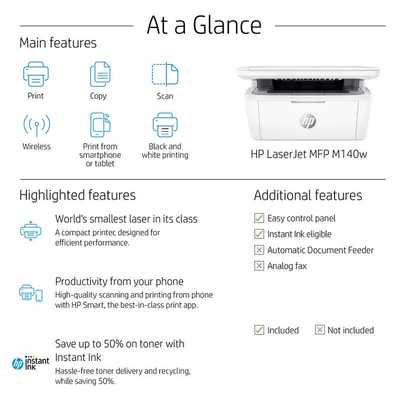 Product image for HP LaserJet MFP M140w A4 Mono Multifunction Laser Printer - Gallery05