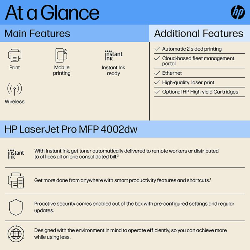Product image for HP LaserJet Pro 4002dw A4 Mono Laser Printer - Gallery06