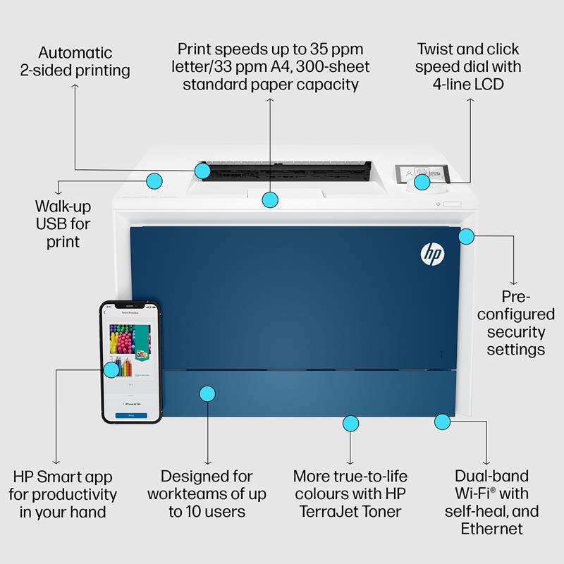 Product image for HP Color LaserJet Pro 4202dw A4 Colour Laser Printer - Gallery06