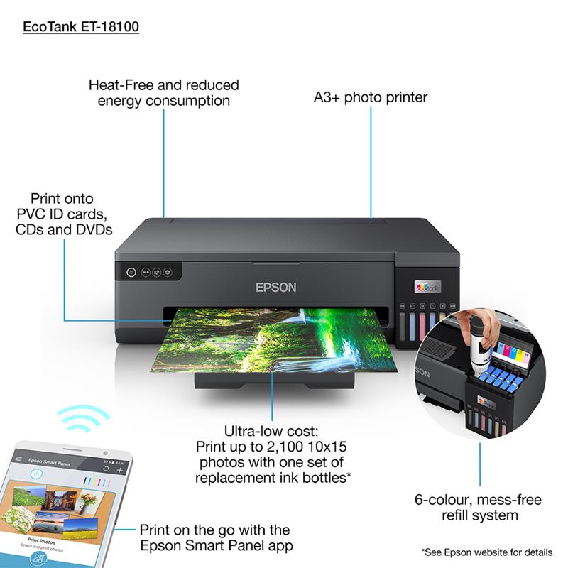Product image for Epson EcoTank ET-18100 A3+ Colour Photo Inkjet Printer - Gallery07