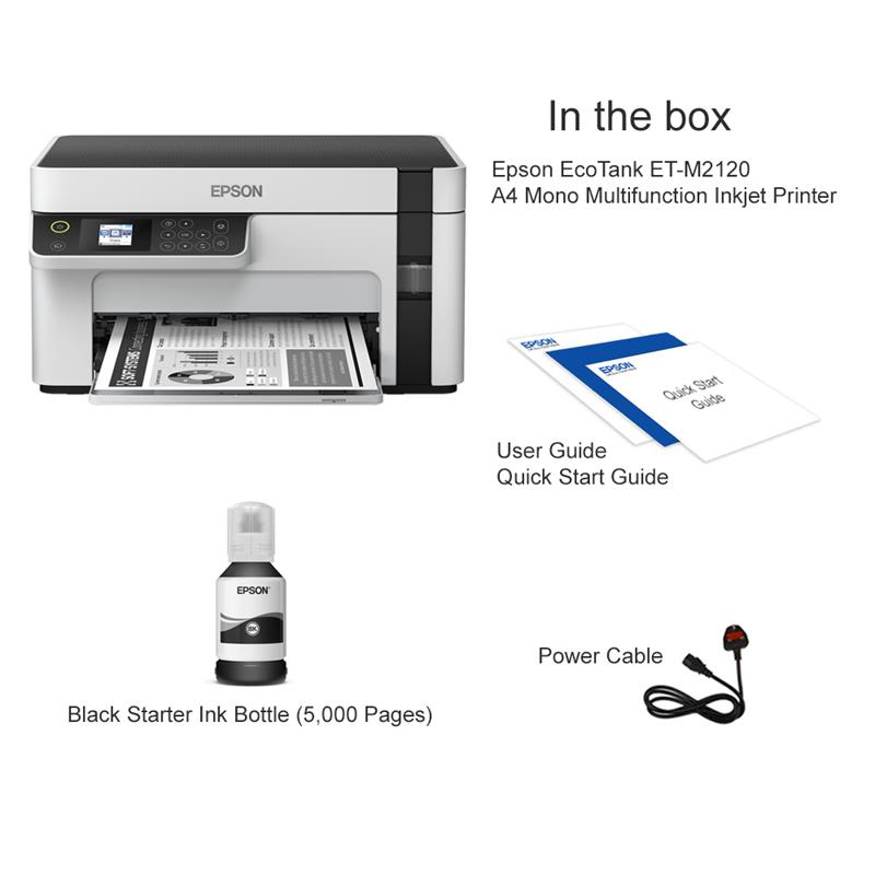 Product image for Epson EcoTank ET-M2120 A4 Mono Multifunction Inkjet Printer - Gallery07